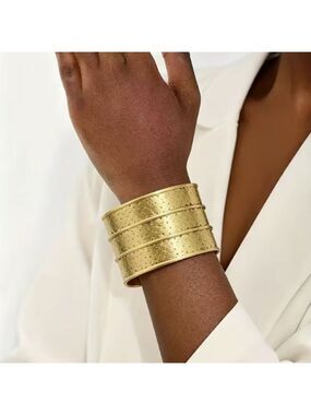 Golden-Plated Heavyweight Intricately Crafted Wide Bangle for Women